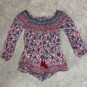 Floral Off-Shoulder Romper - Great for Game Days!!